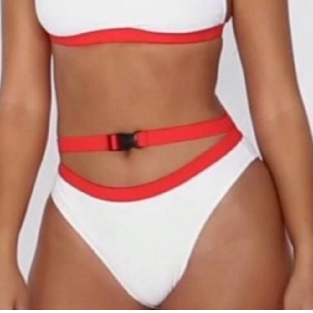 ISO! Red and White Women's Swimwear Bottoms